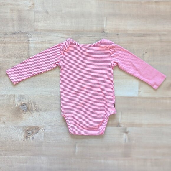 Tea Collection Red and White Stripes Long Sleeve Bodysuit - Size 12-18M - Picture 2 of 5